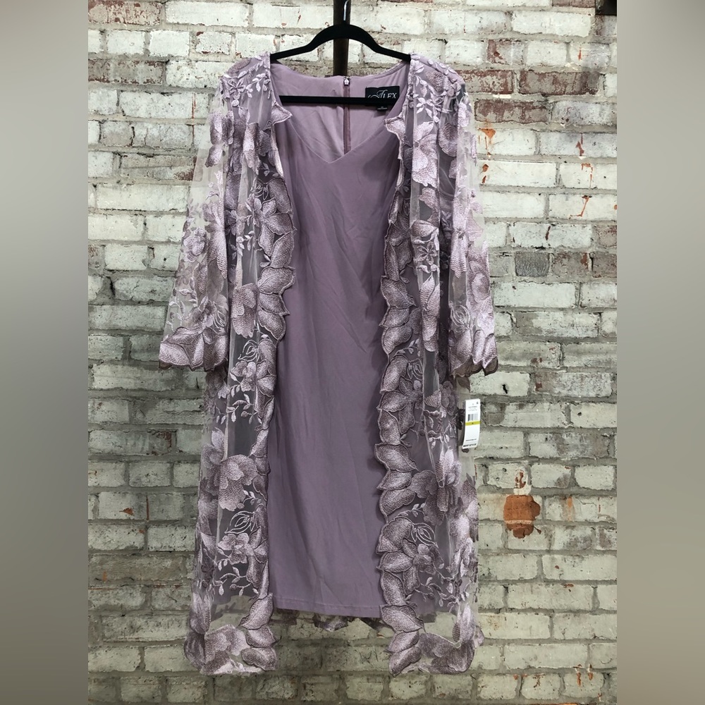 NWT Alex Evenings Midi Scoop Neck Shift Dress with Jacket Sizes 14 - Picture 3 of 8